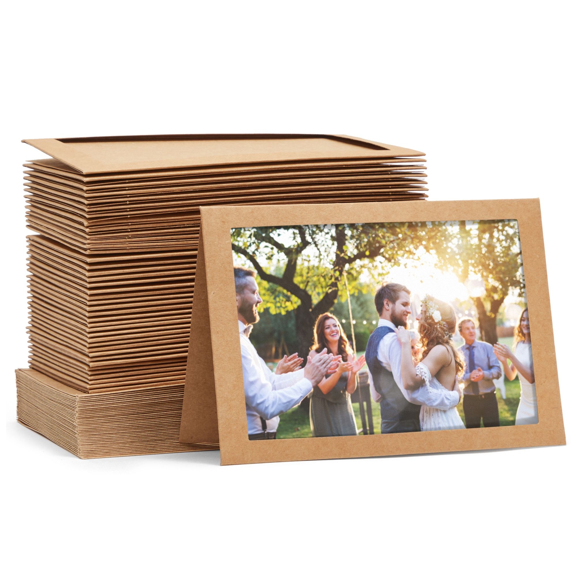 48 Pack Kraft Paper Photo Insert Cards with Envelopes, 4x6 Paper Frames,  Photo Card Holder Inserts, Greeting Cards for Photos, Memories, Blank  Inside (4 x 6 In) Brown 
